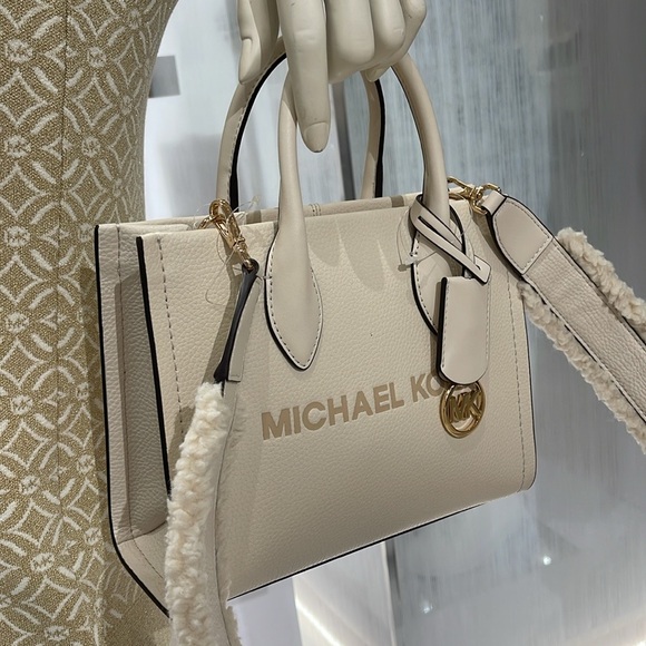 Michael Kors Mirella Small Pebbled Leather Shopper Top Zip Crossbody XBody Bag - Picture 9 of 16